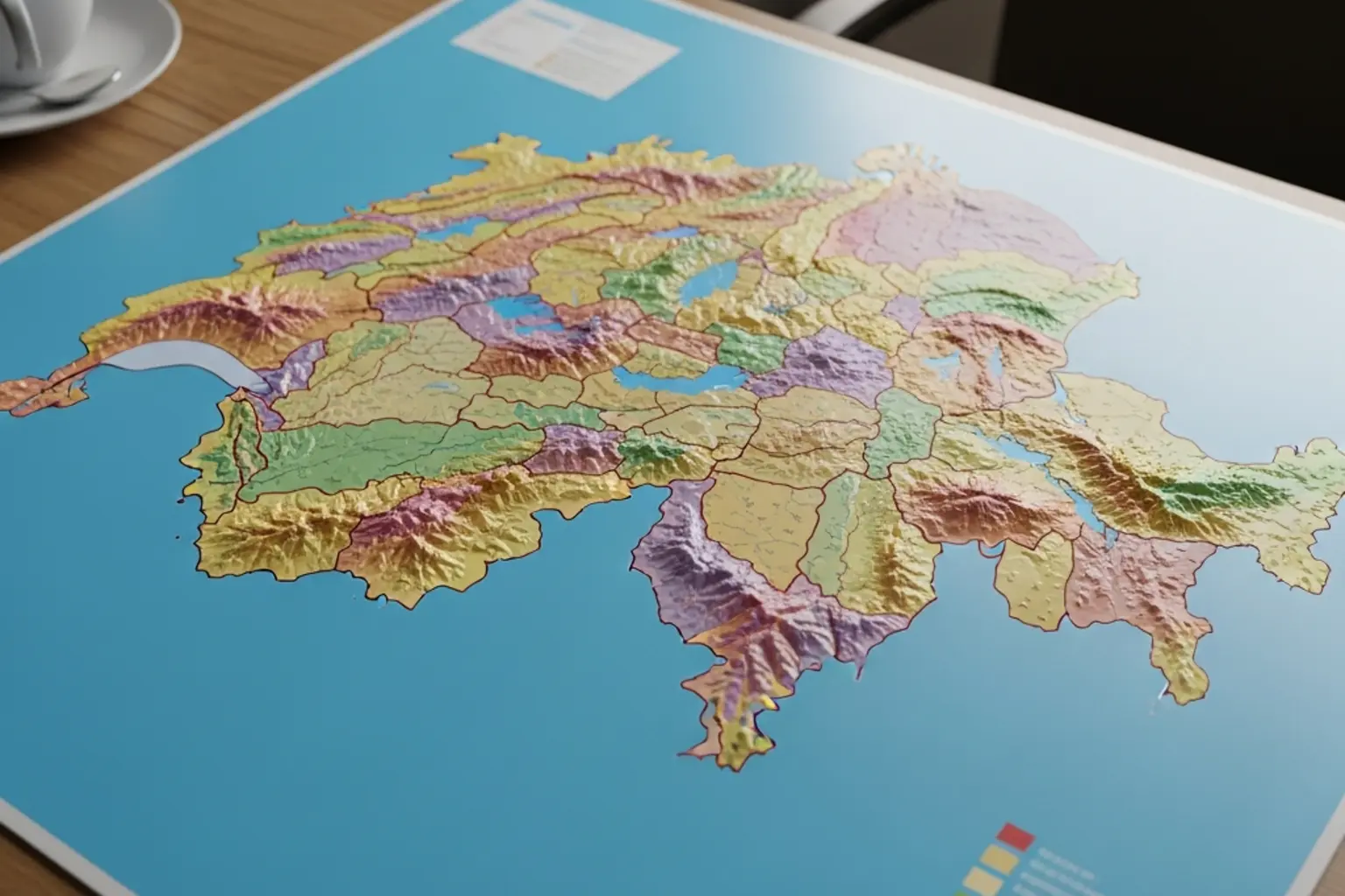 Landkarte der Schweiz mit farblich markierten Kantonen