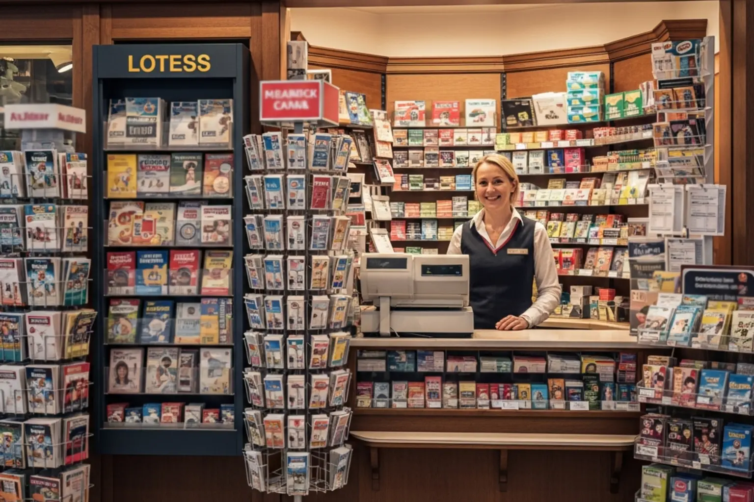 Schweizer Kiosk mit Lotteriescheinen und Sportwetten-Annahmestelle